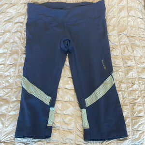 Sugoi capris yoga leggings royal and aqua blue with zipper pockets size large